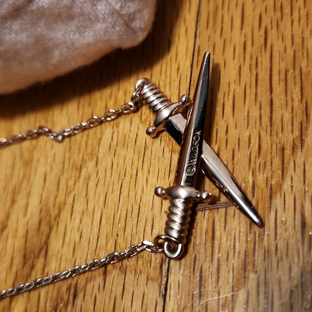 Wildfox Rose Gold Crossed Swords Necklace